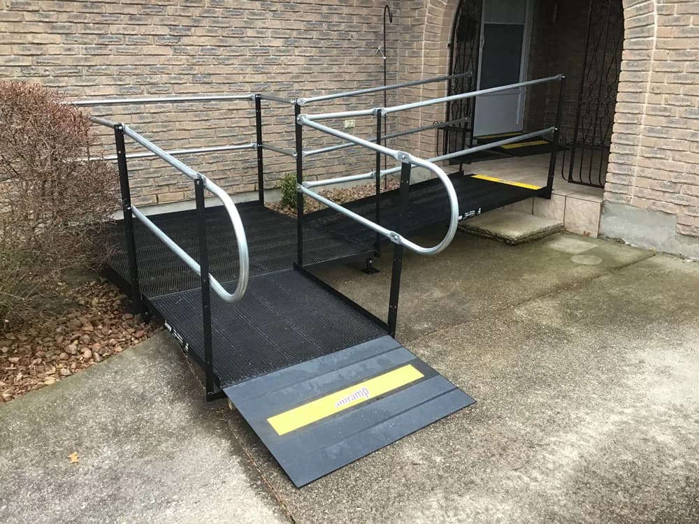 Short mobility ramp near a doorway