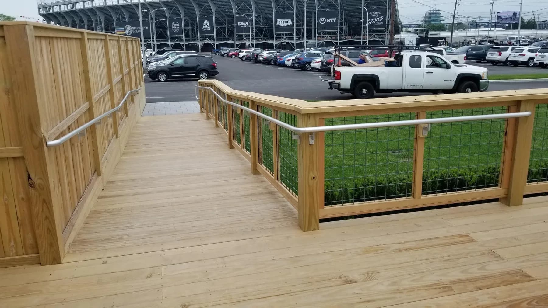 Indy Speedway Wood Ramp 2 - Bellaby's Accessibility railing or handrail installation