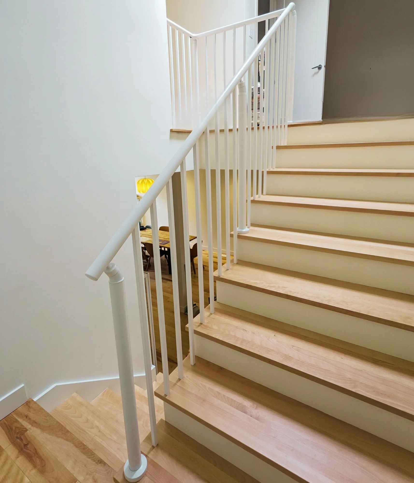 White Staircase Residential 2 - Bellaby's Accessibility railing or handrail installation